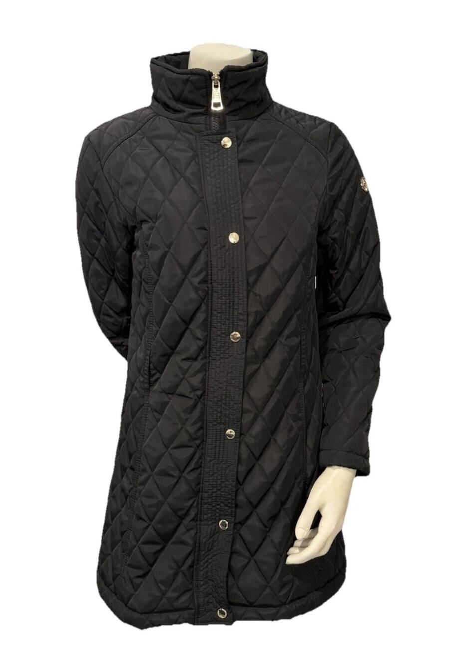 Adrienne Vittadini Quilted Coat Women’s S Black Gold Hardware Zip Snap